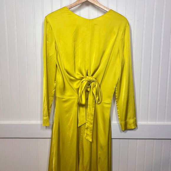 Samsoe and Samsoe Ono Long Sleeve Yellow Dress Tie Front Sulphur Spring Zip - Picture 7 of 12